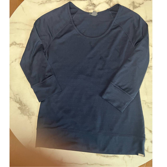 Eddie Bauer Textured Scoop Neck Top, Quarter Length Sleeve, Blue, Large - Picture 3 of 11